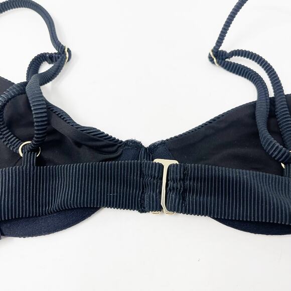 Beach Riot XSmall Black Camilla Bikini Top Ribbed Balconette Underwire Unpadded - Picture 6 of 10